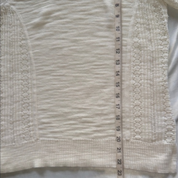 Knitted & Knotted Coquette Cream Lace Sleeve Sweater Texture Cotton Rear Zip SzM - Picture 12 of 16